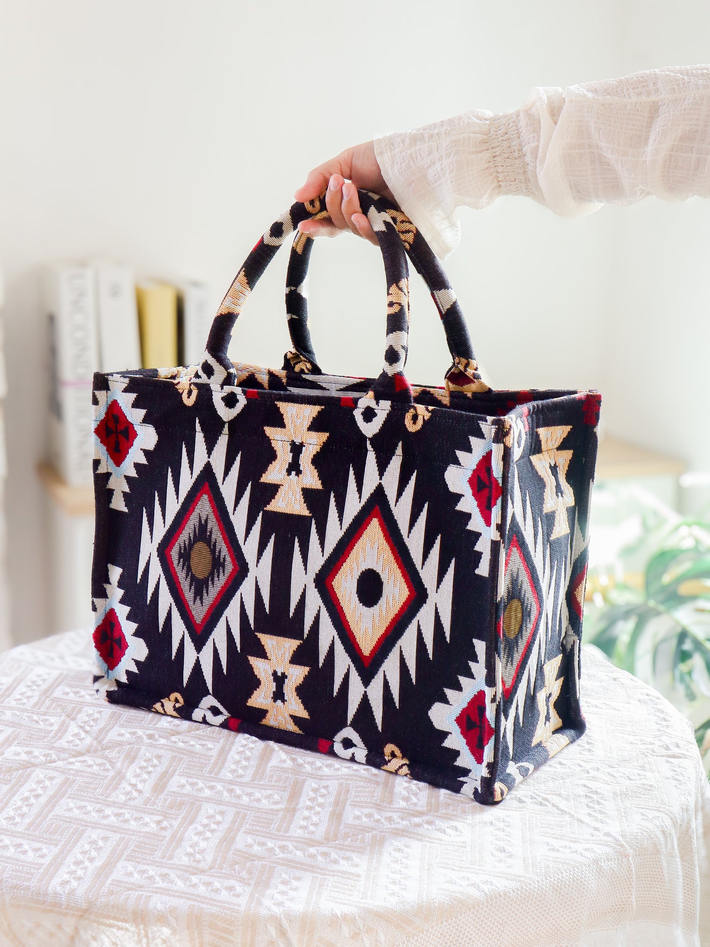 Jacquard Woven Bohemian Tote Bag: Handmade Design