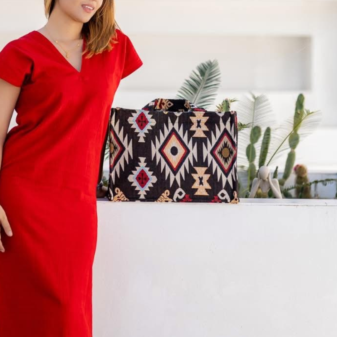 Jacquard Woven Bohemian Tote Bag: Handmade Design