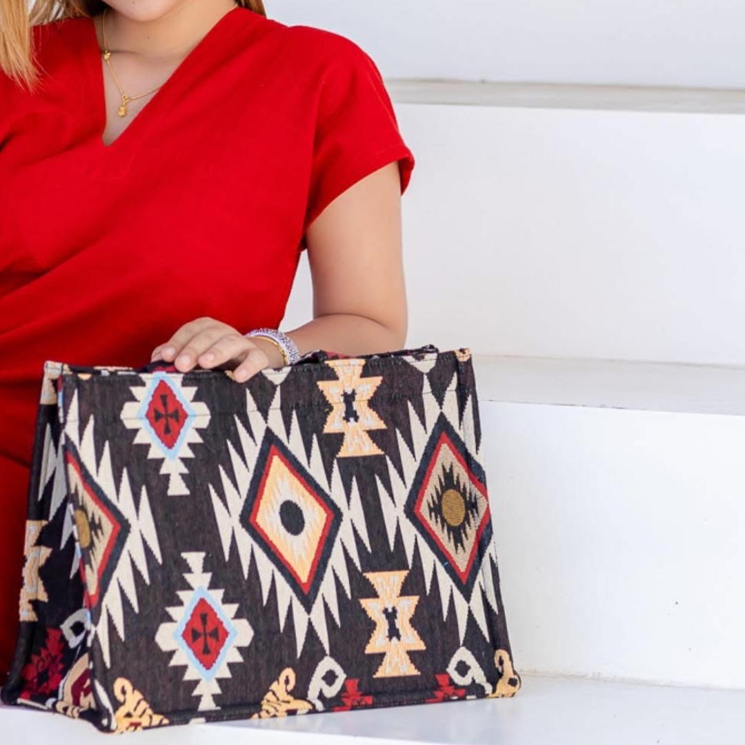 Jacquard Woven Bohemian Tote Bag: Handmade Design