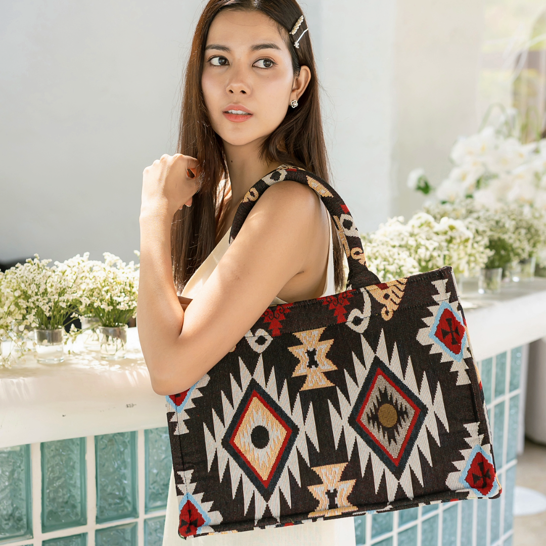 Jacquard Woven Bohemian Tote Bag: Handmade Design