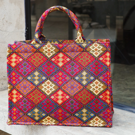 Boho Kaleidoscope Tote in Jacquard Weave