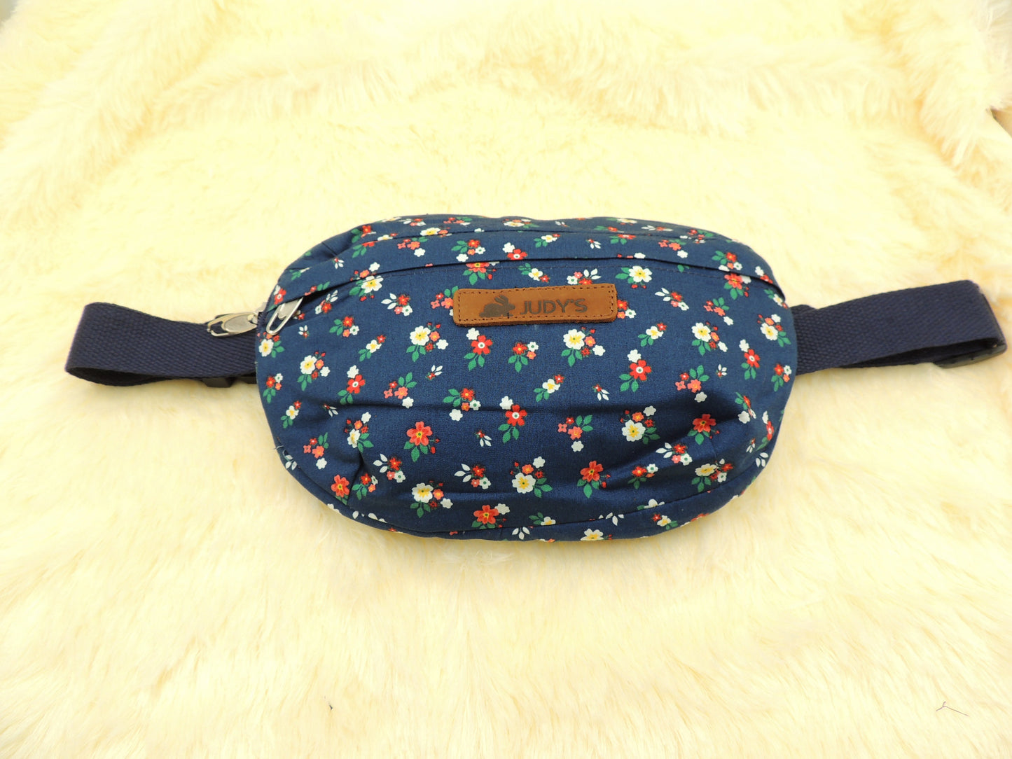 Small Handmade Crossbody Bag - Versatile in Blue with small flowers pattern