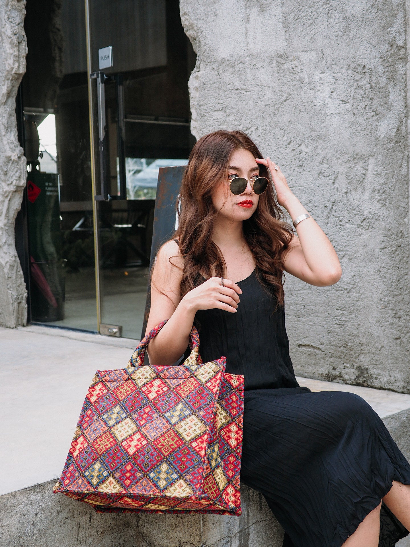 Boho Kaleidoscope Tote in Jacquard Weave