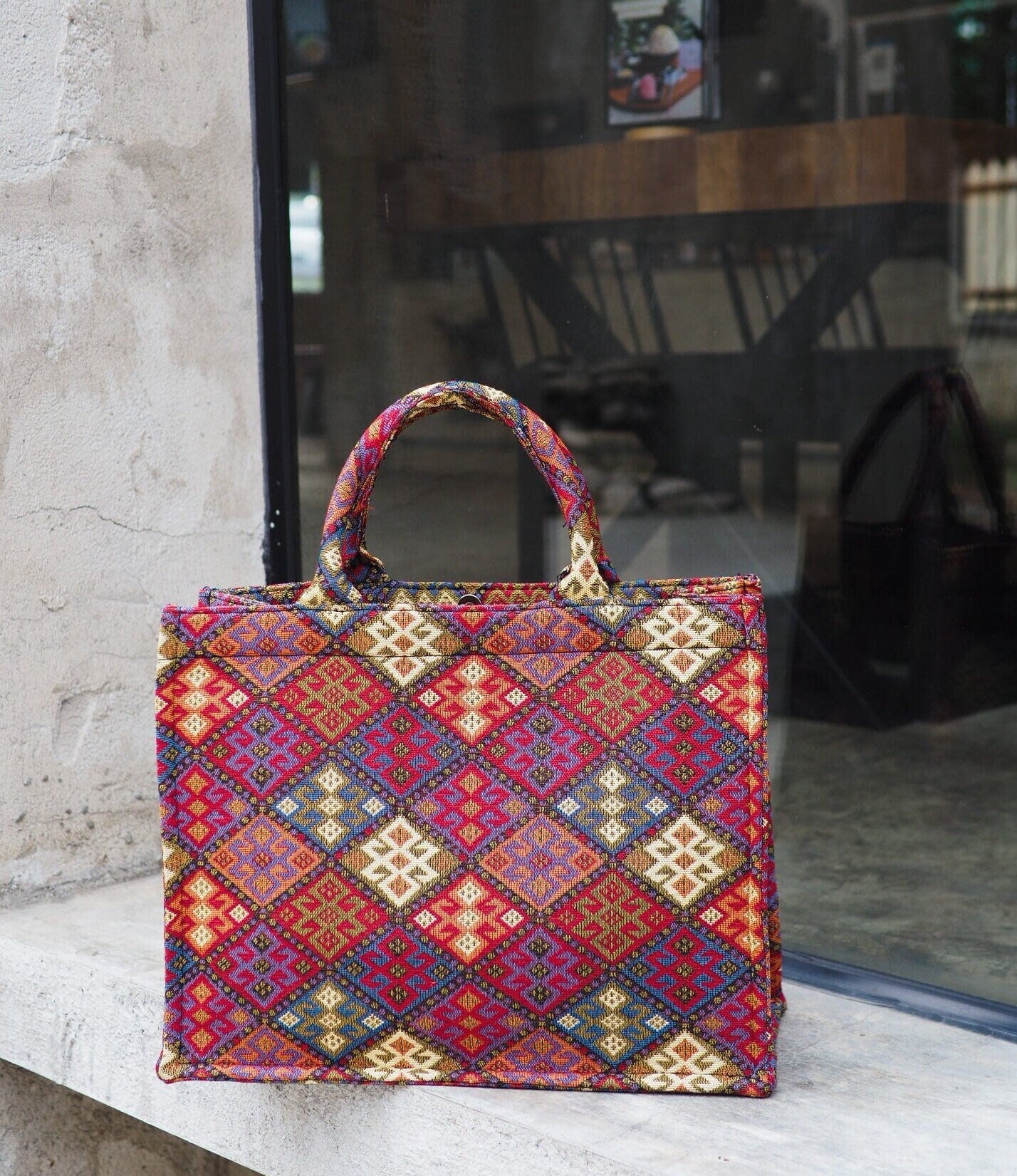 Boho Kaleidoscope Tote in Jacquard Weave