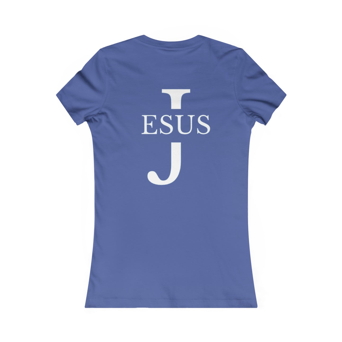 Blue Women's Tee - Large Jesus with big J on the back