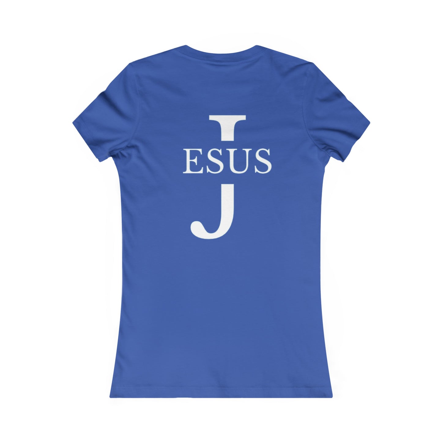 Blue Women's Tee - Large Jesus with big J on the back