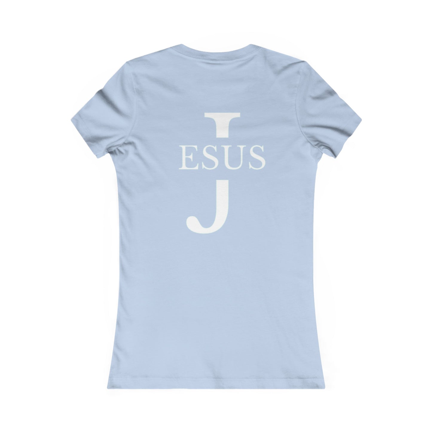 Blue Women's Tee - Large Jesus with big J on the back