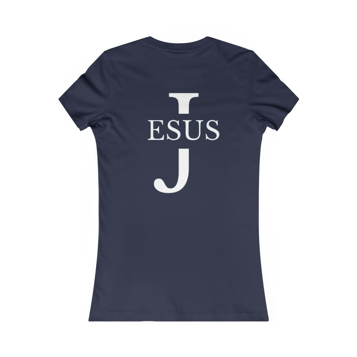 Blue Women's Tee - Large Jesus with big J on the back