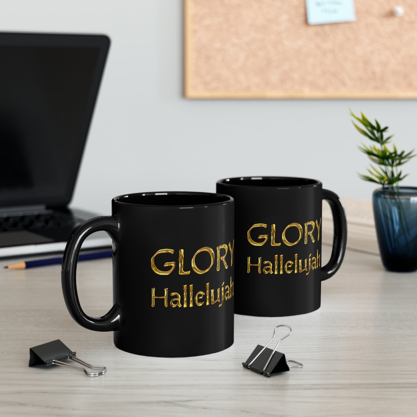 Glory Hallelujah - Gold Drip - Black Mug (11oz, 15oz)