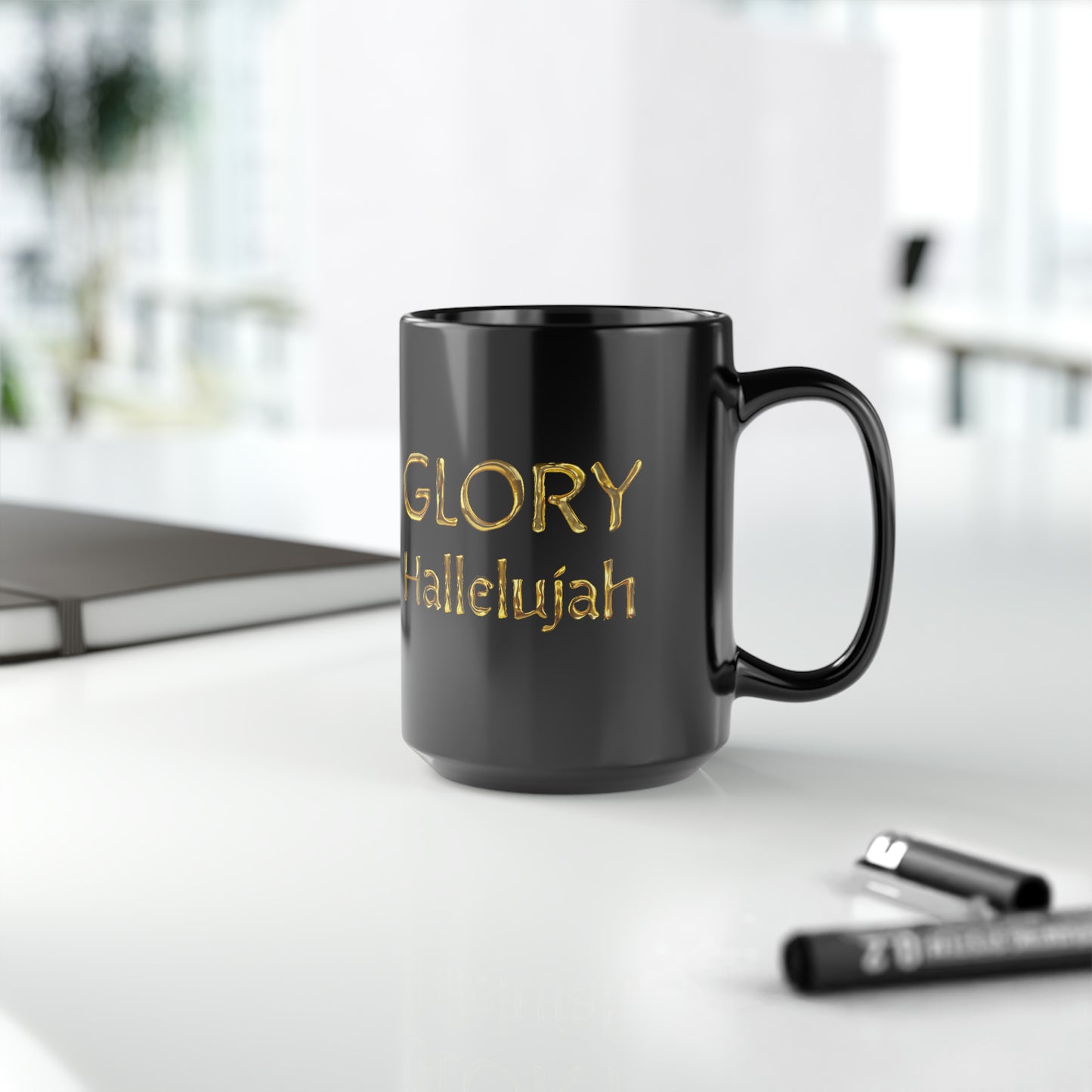 Glory Hallelujah - Gold Drip - Black Mug (11oz, 15oz)