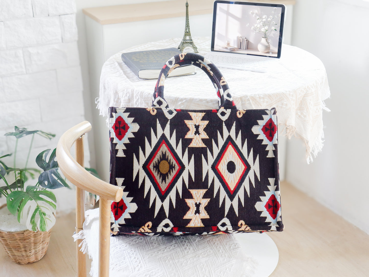 Jacquard Woven Bohemian Tote Bag: Handmade Design