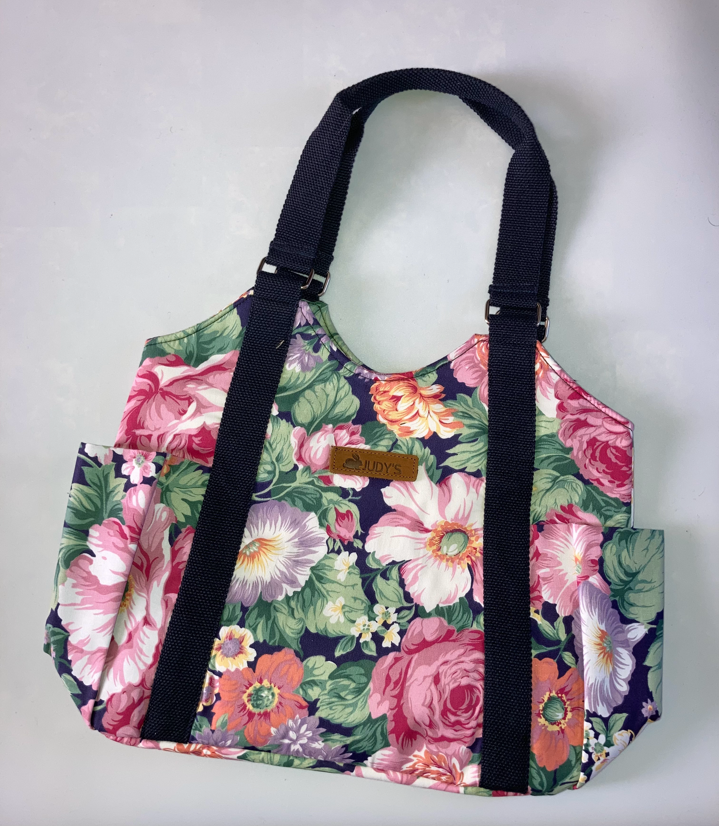 T-Shirt Style Shoulder Tote Bag - Chic Design in Pink Peony Print