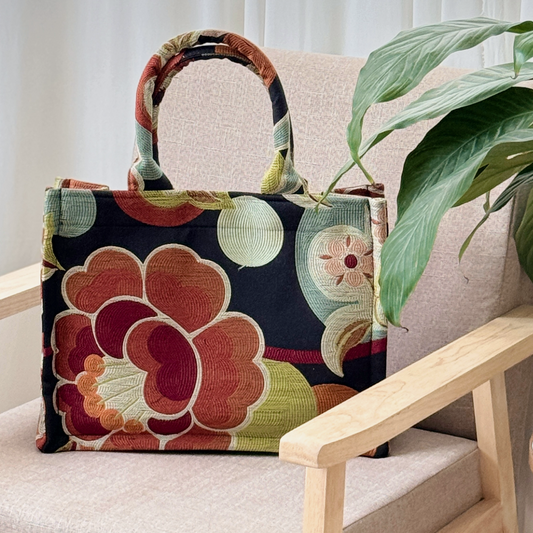 Woven Japanese Style Embroidery Tote Bag