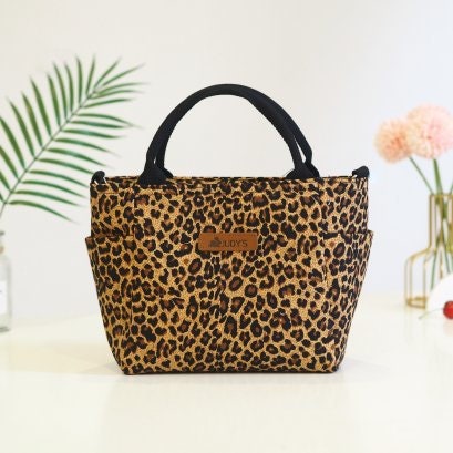 Handmade Medium Basket Style Handbag in Leopard Animal Print pattern