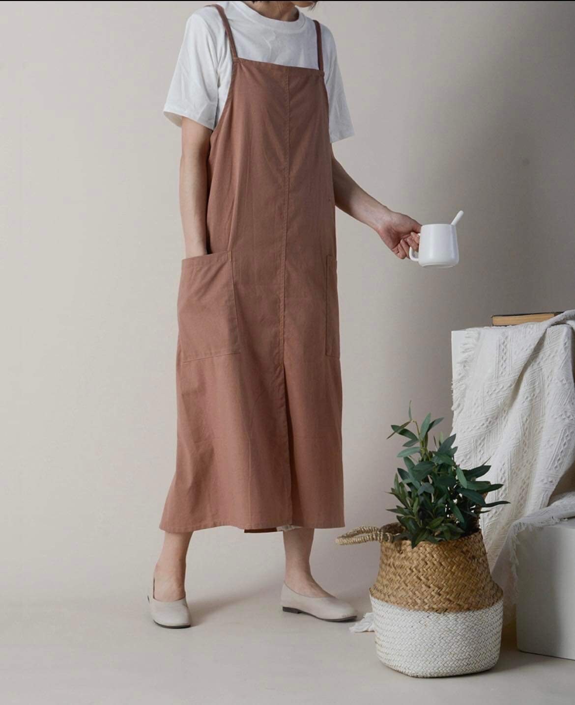 Cotton Linen Apron - Long Style