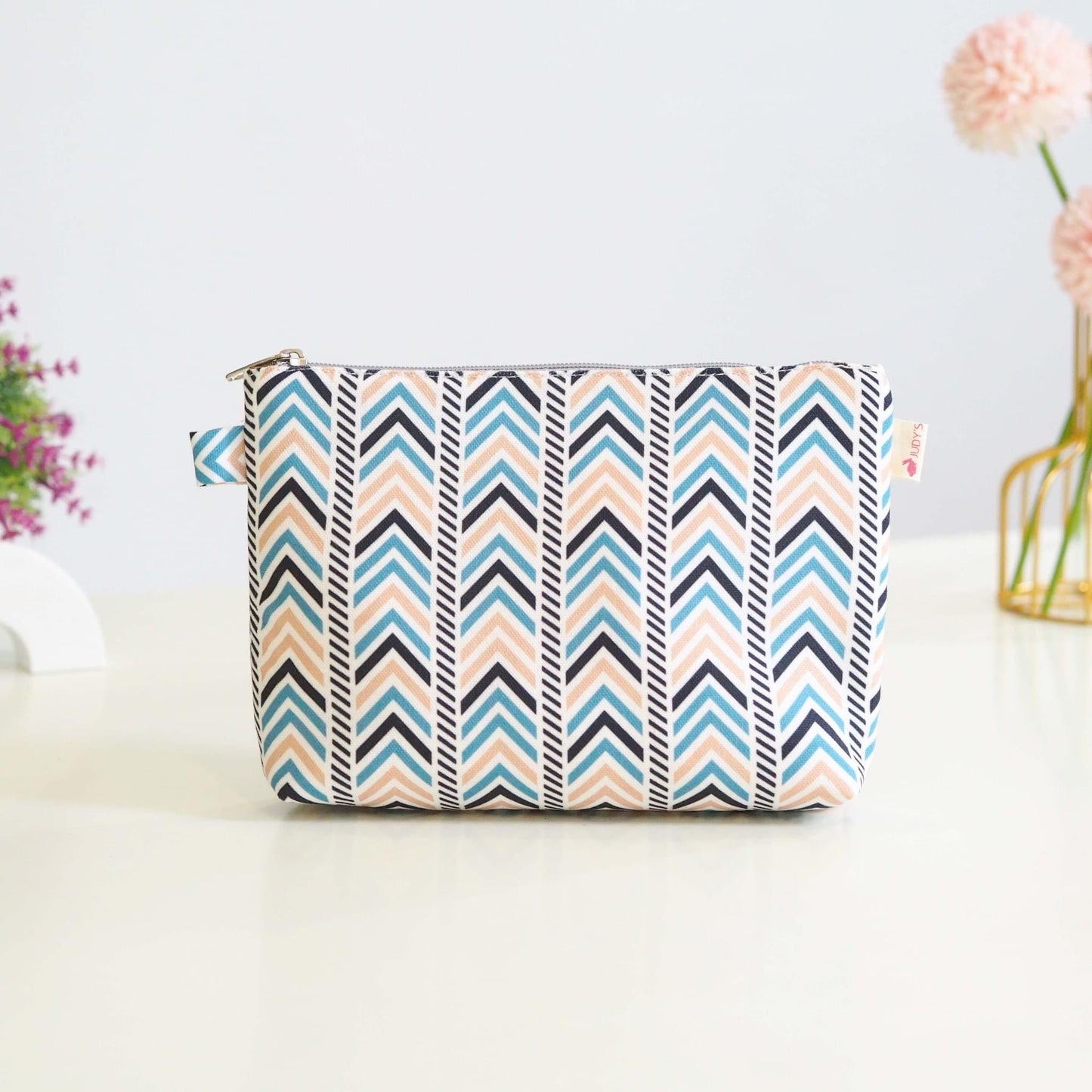 Handmade Compact Clutch or Cosmetic Bag - Unique Canvas Fabric, Zipper Closure, and Soft Lining