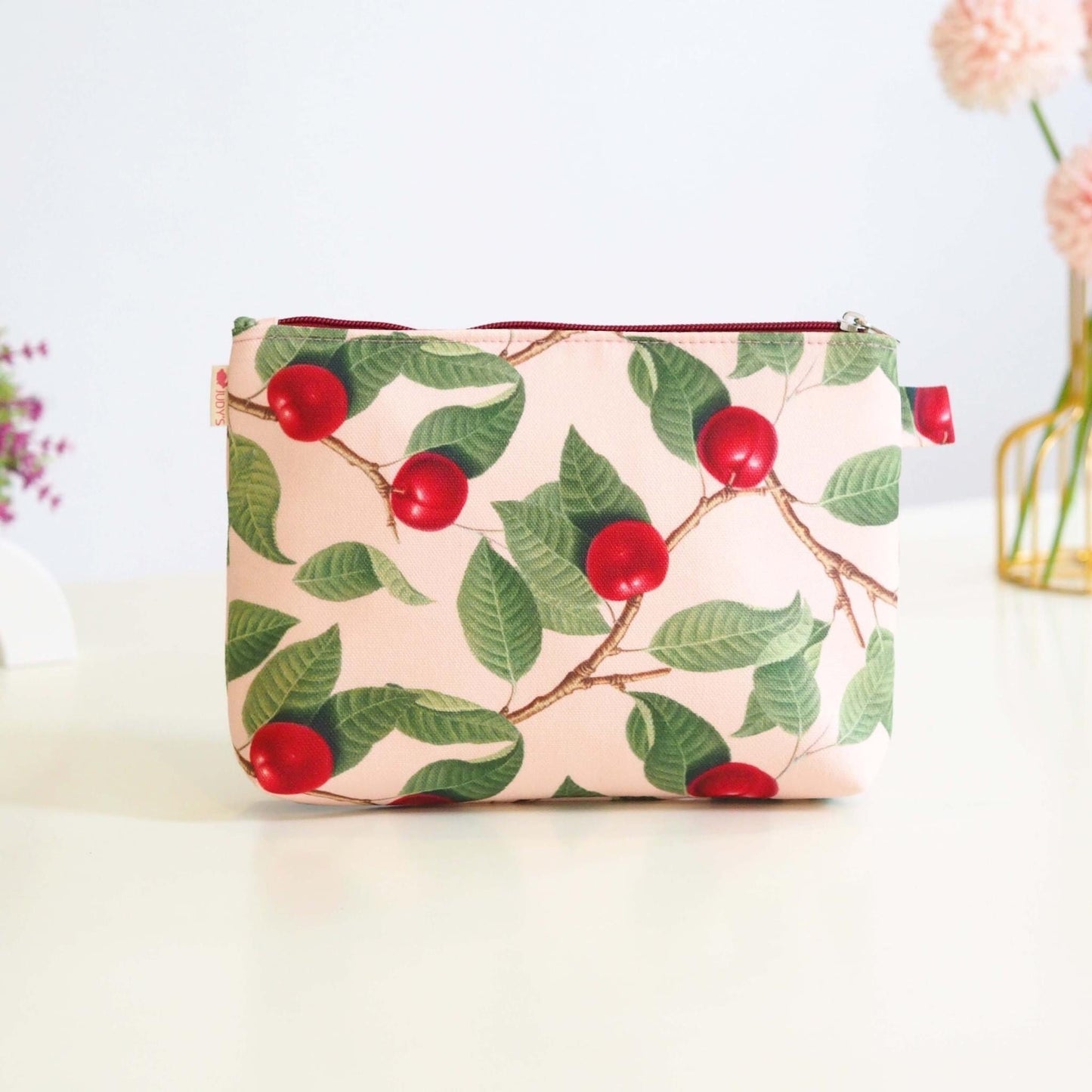 Handmade Compact Clutch or Cosmetic Bag - Unique Canvas Fabric, Zipper Closure, and Soft Lining