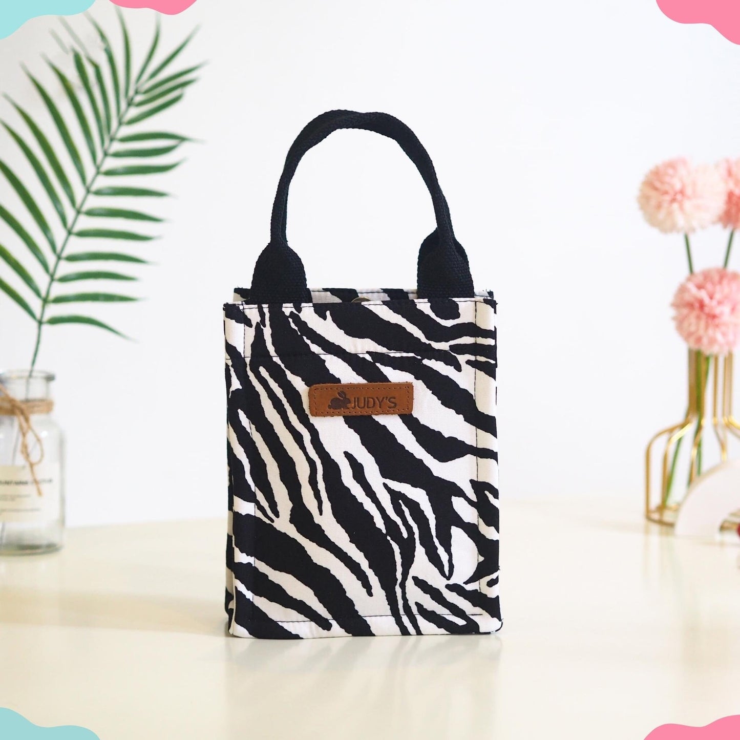 Handmade Canvas Crossbody Bag - Compact and Stylish in Zebra Animal Print Pattern