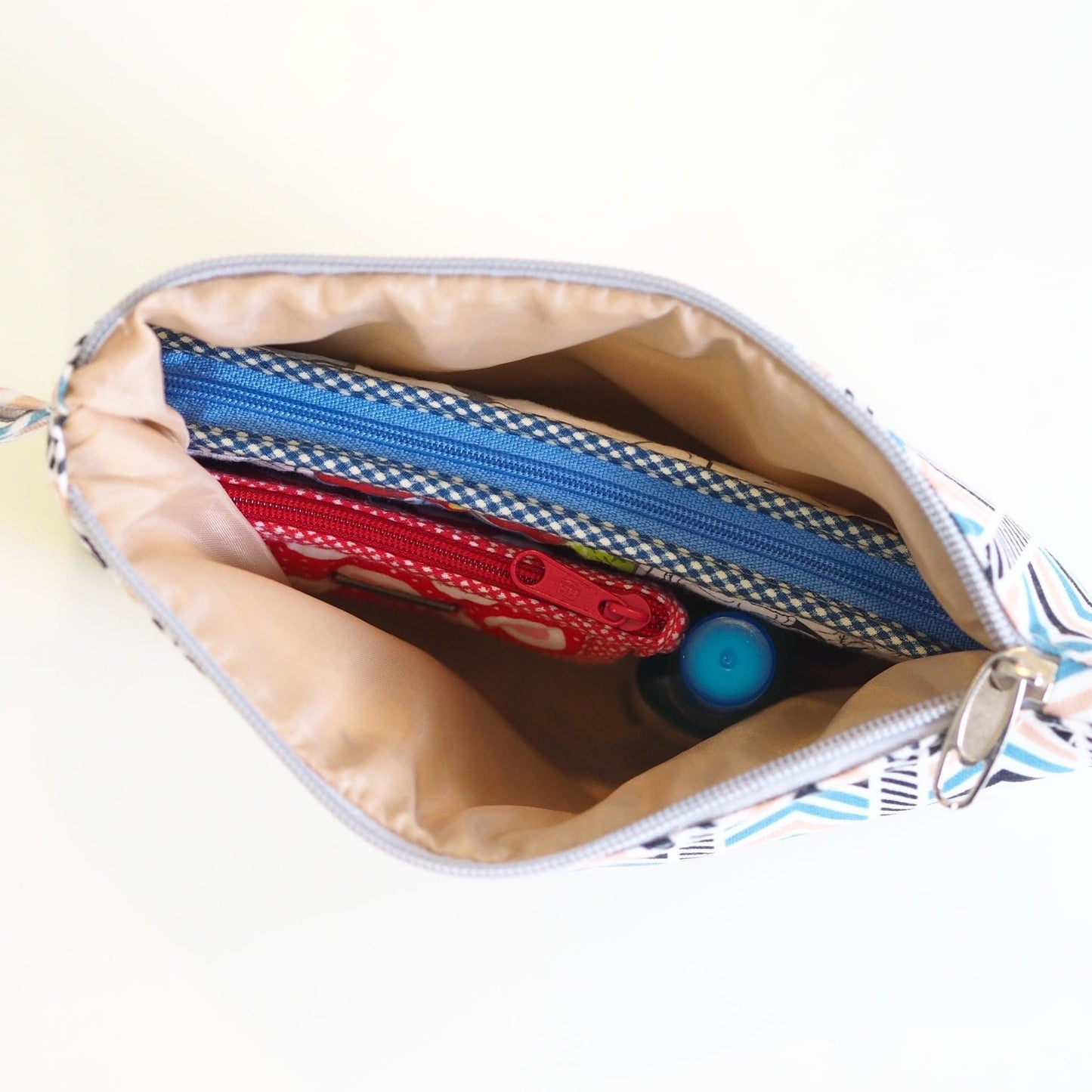 Handmade Compact Clutch or Cosmetic Bag - Unique Canvas Fabric, Zipper Closure, and Soft Lining