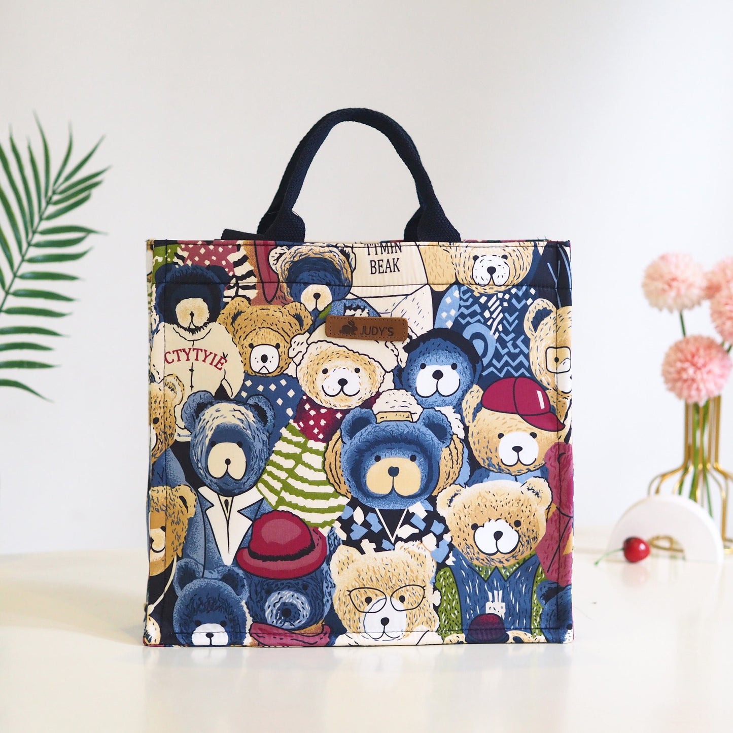 Square Shopping Bag - Beautiful Canvas and Japanese Cotton Fabric - Versatile and Stylish