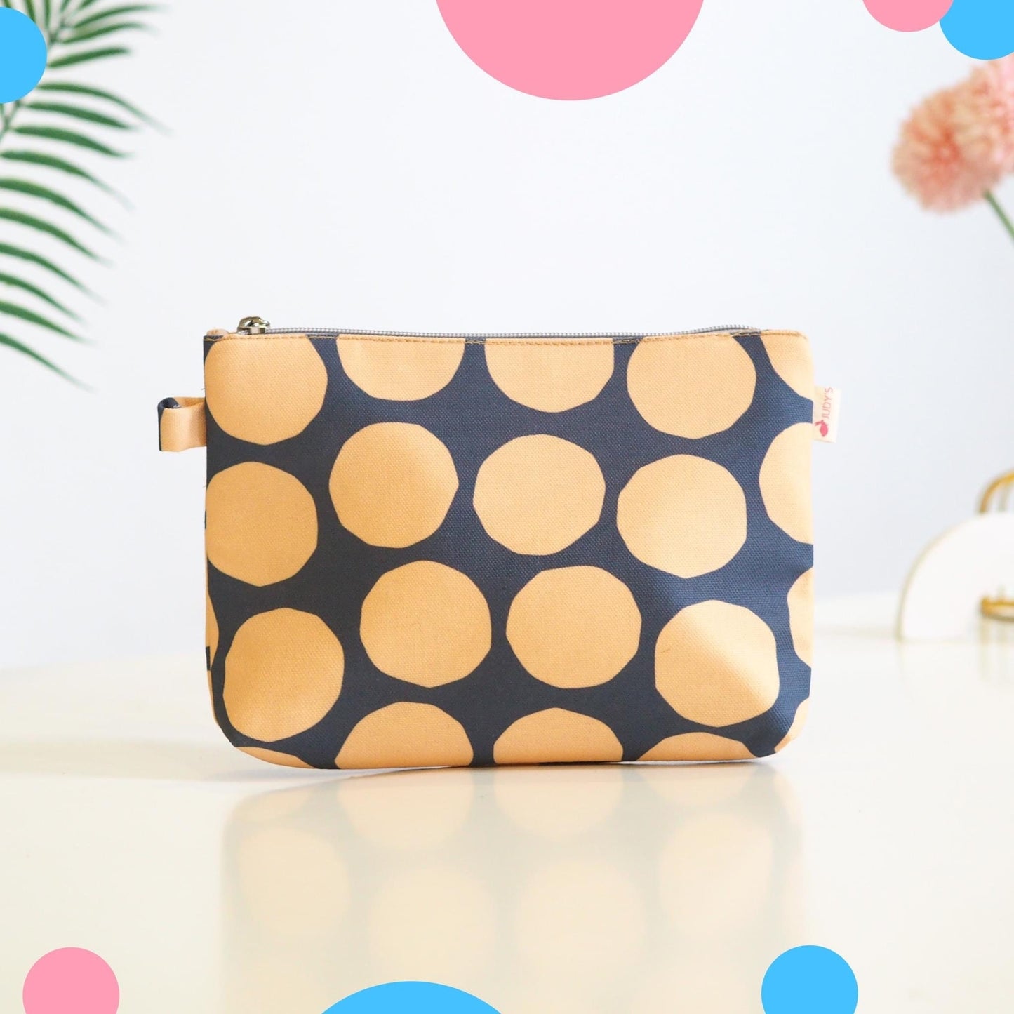 Handmade Compact Clutch or Cosmetic Bag - Unique Canvas Fabric, Zipper Closure, and Soft Lining