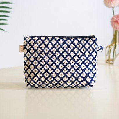 Handmade Compact Clutch or Cosmetic Bag - Unique Canvas Fabric, Zipper Closure, and Soft Lining