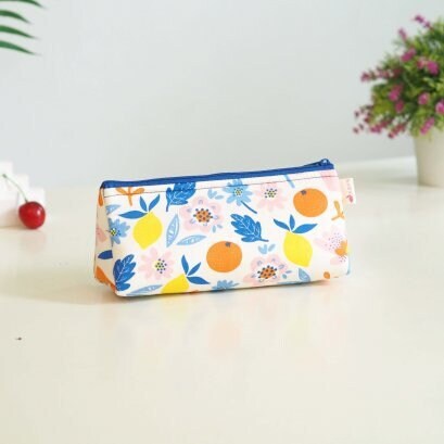 Chic Handmade Triangle Cosmetic Bag with Zipper Closure - Choose Your Favorite Print