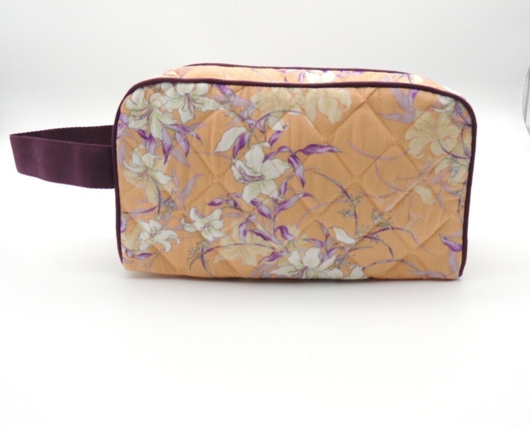 Stylish Handmade Cosmetic Bag with Handle - Canvas and Japanese Cotton in Various Floral Prints