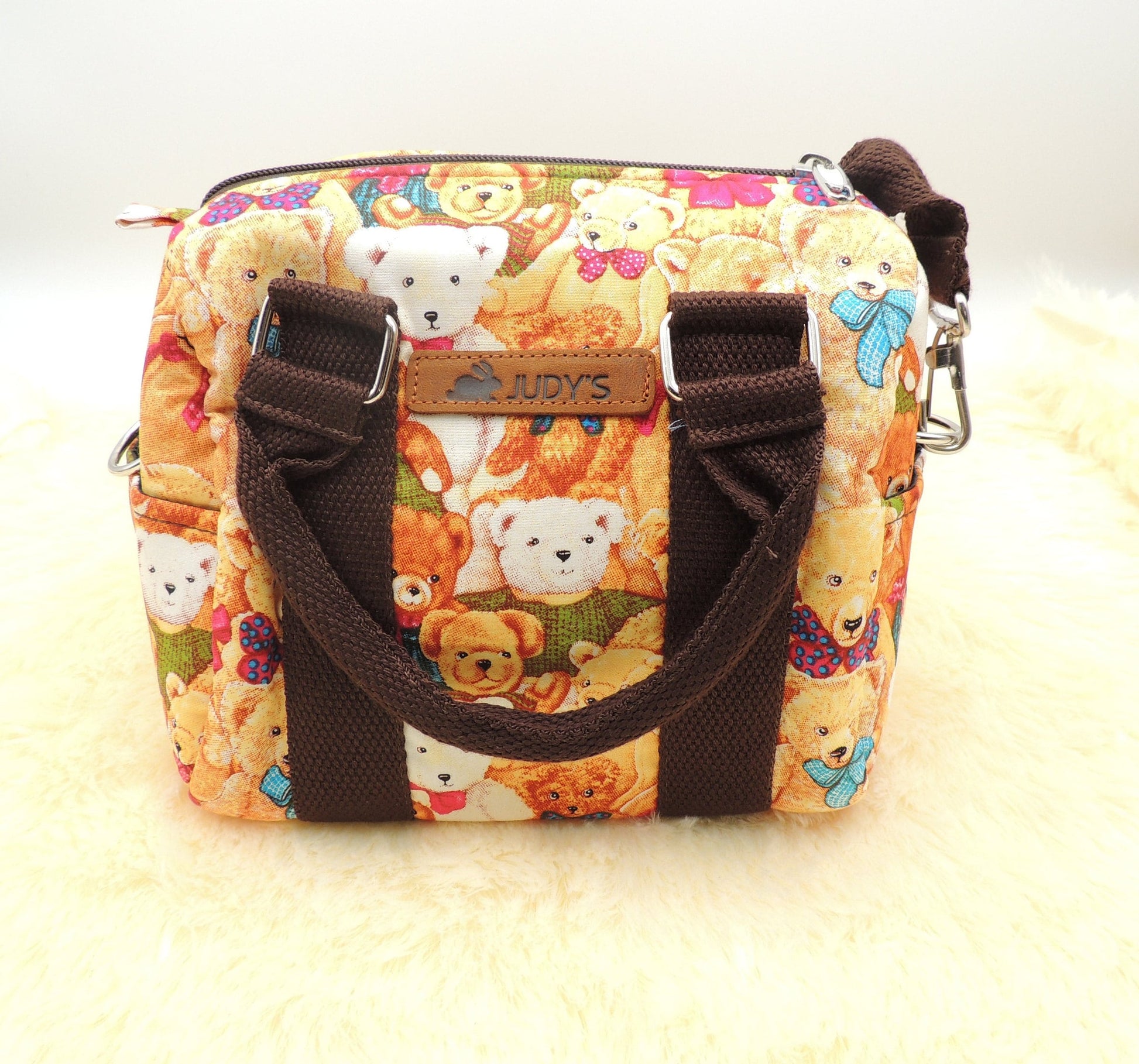 Small Pillow Bag  Crossbody or Shoulder Bag in Teddy Bear pattern.